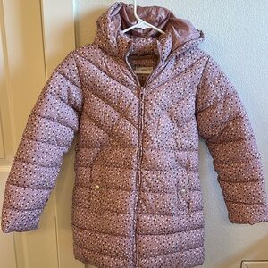 Mango Girls pink patterned puffer coat